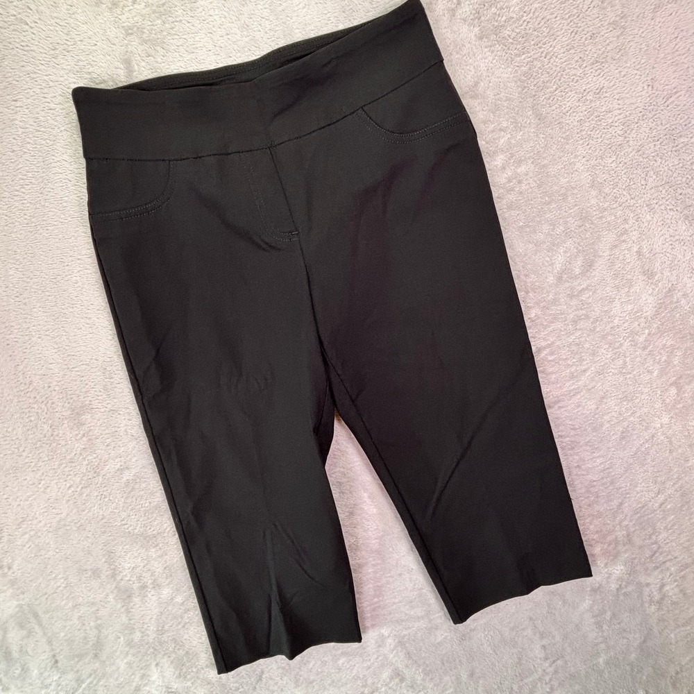 NWT Ruby Rd Women Capri Sz 6P Black Slimming Contour Waistband Pant 29900 JA